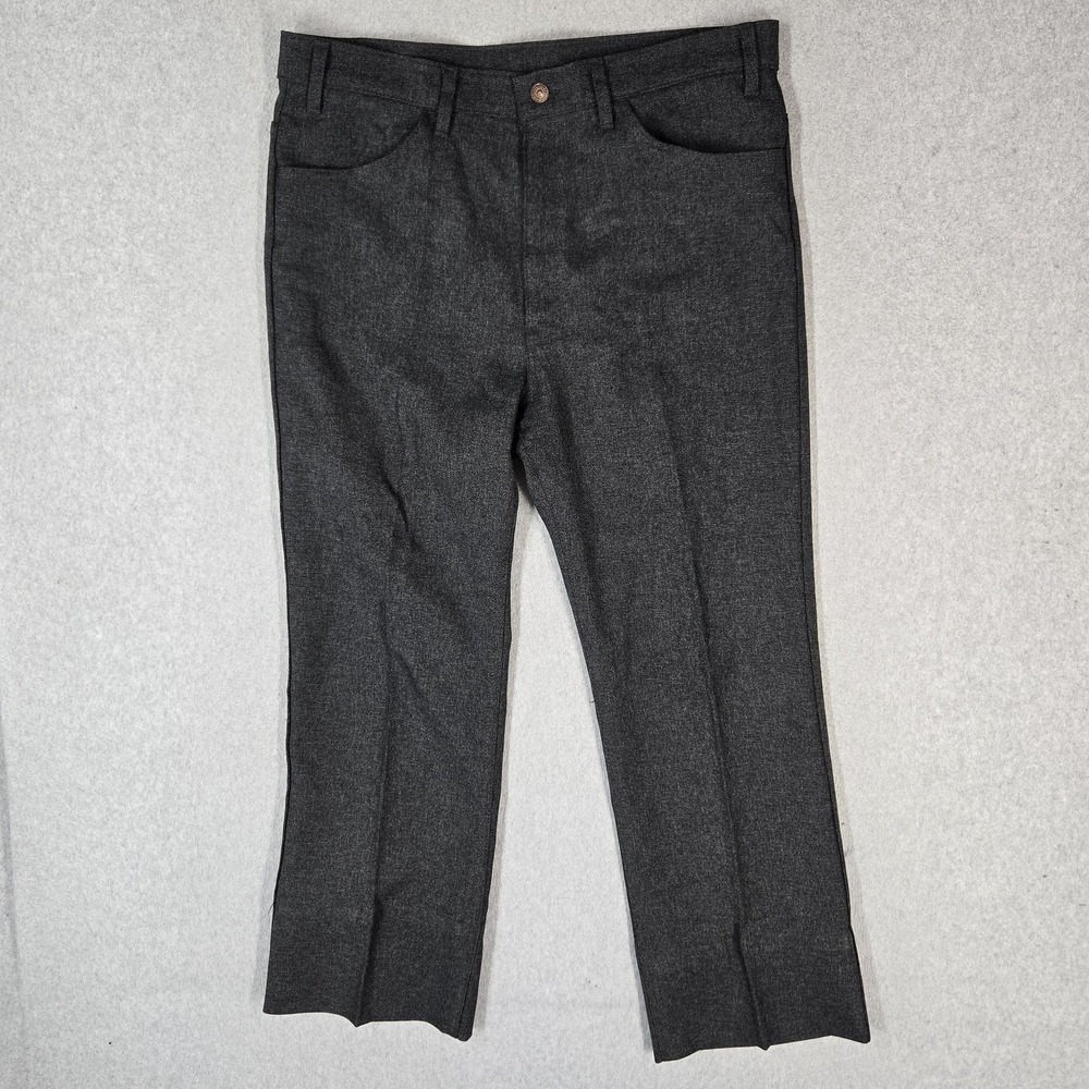 VINTAGE Levi's Men Pants 38X34 Gray Black Tab Dress Made in USA 29" Inseam